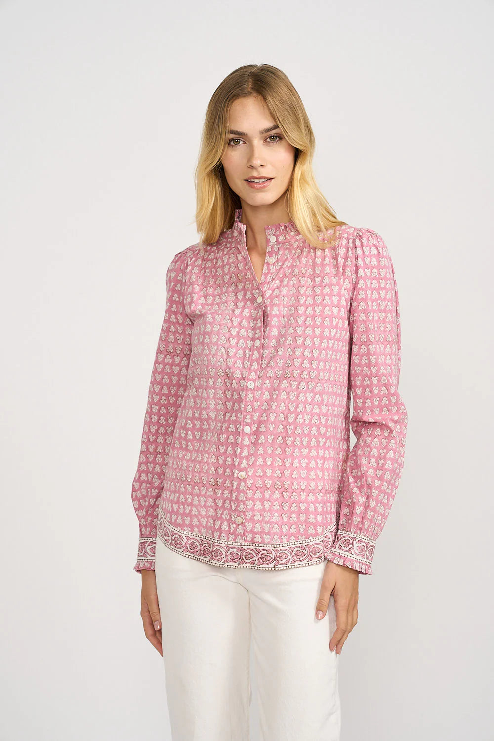Ruffled - collar Floral - patterned Women's Shirt