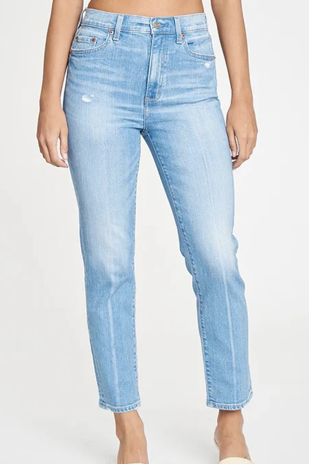Distressed Cropped High-waist Straight-leg Denim Jeans