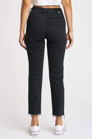 Frayed Hem High-waist Denim Jeans