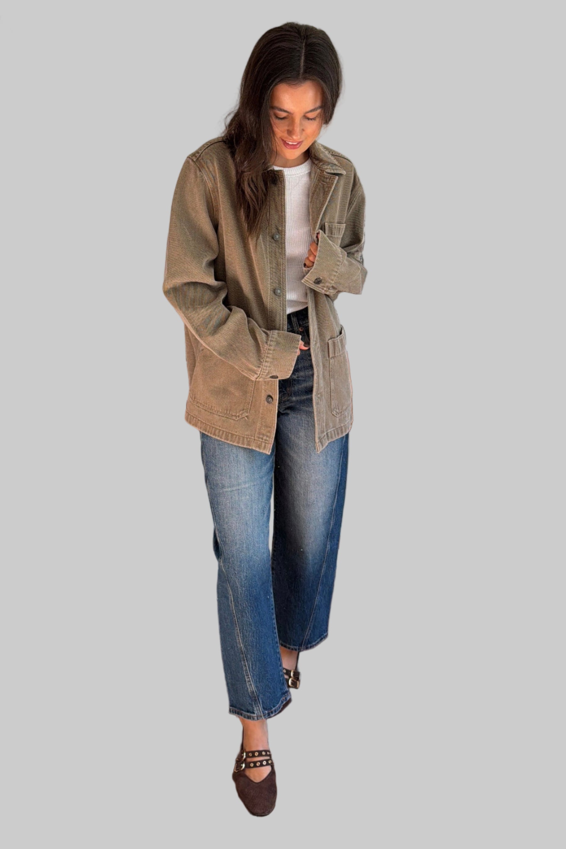 Buttoned-cuff Vintage Corduroy Shacket