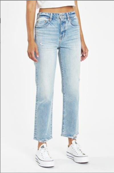 Distressed Cropped High-rise Straight-leg Denim Jeans