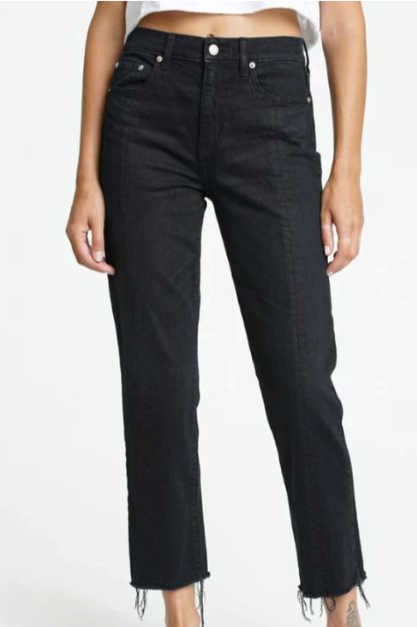 Frayed Cropped High-rise Straight-leg Denim Jeans