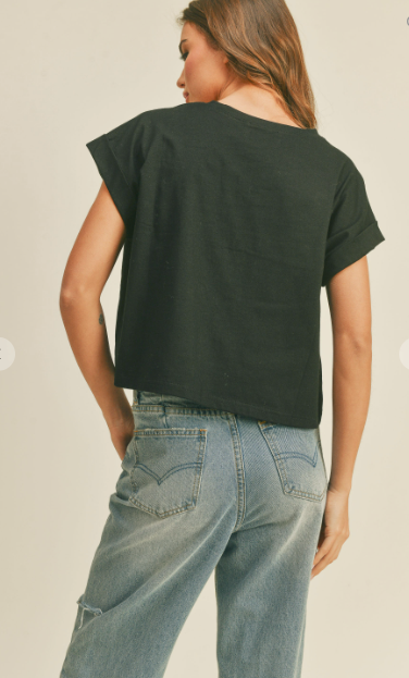 Cropped Relaxed-fit Round Neck Top