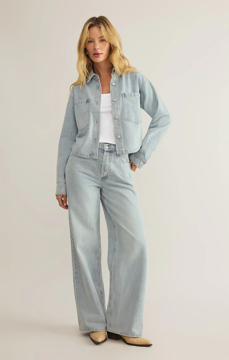 Cropped Oversized Denim Jacket