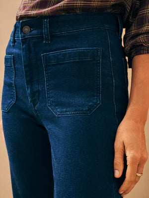 Flap-pocket High-waist Wide-leg Denim Jeans