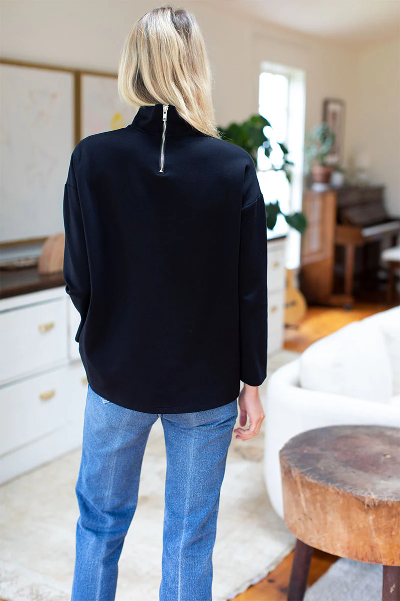 Center-back zipper High-neck Top