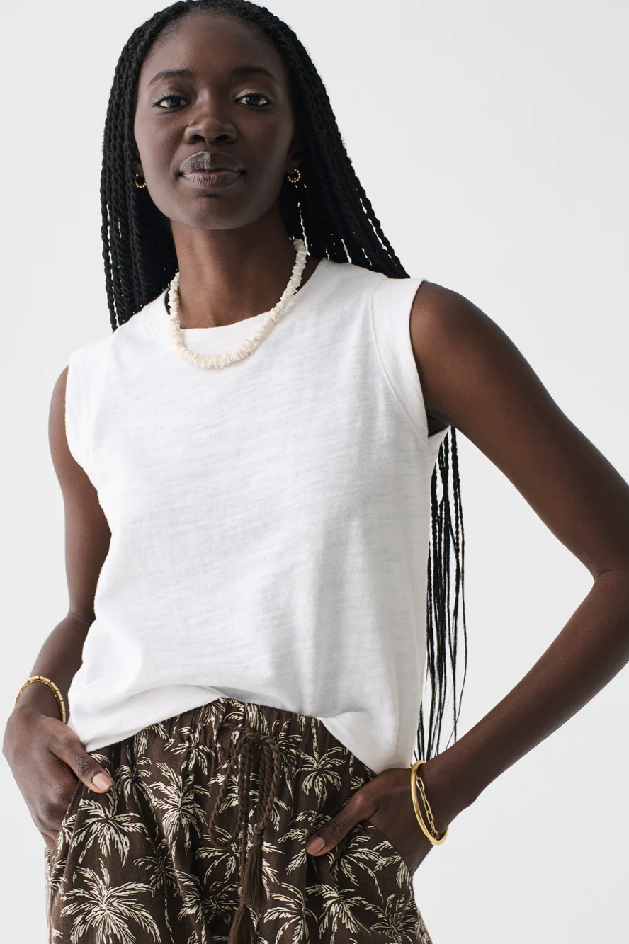 Structured Shoulder Crewneck Knit Tank Top