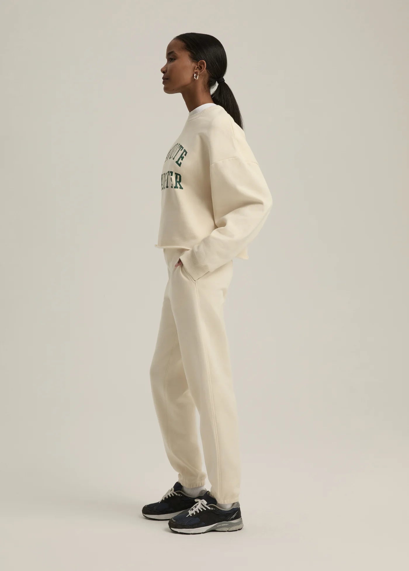 Varsity-style Cropped Crewneck Sweatshirt Set