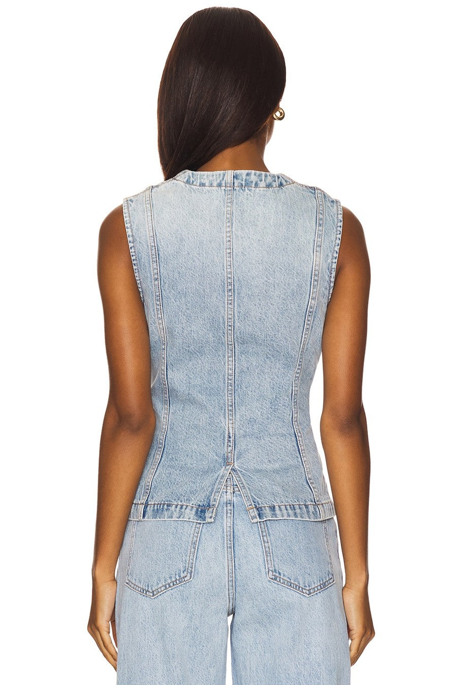Flap-pocket Cropped Denim Vest