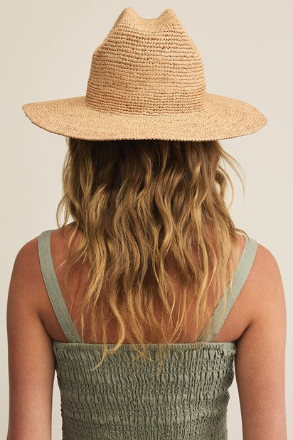 Structured Crown Wide-brimmed Straw Hat