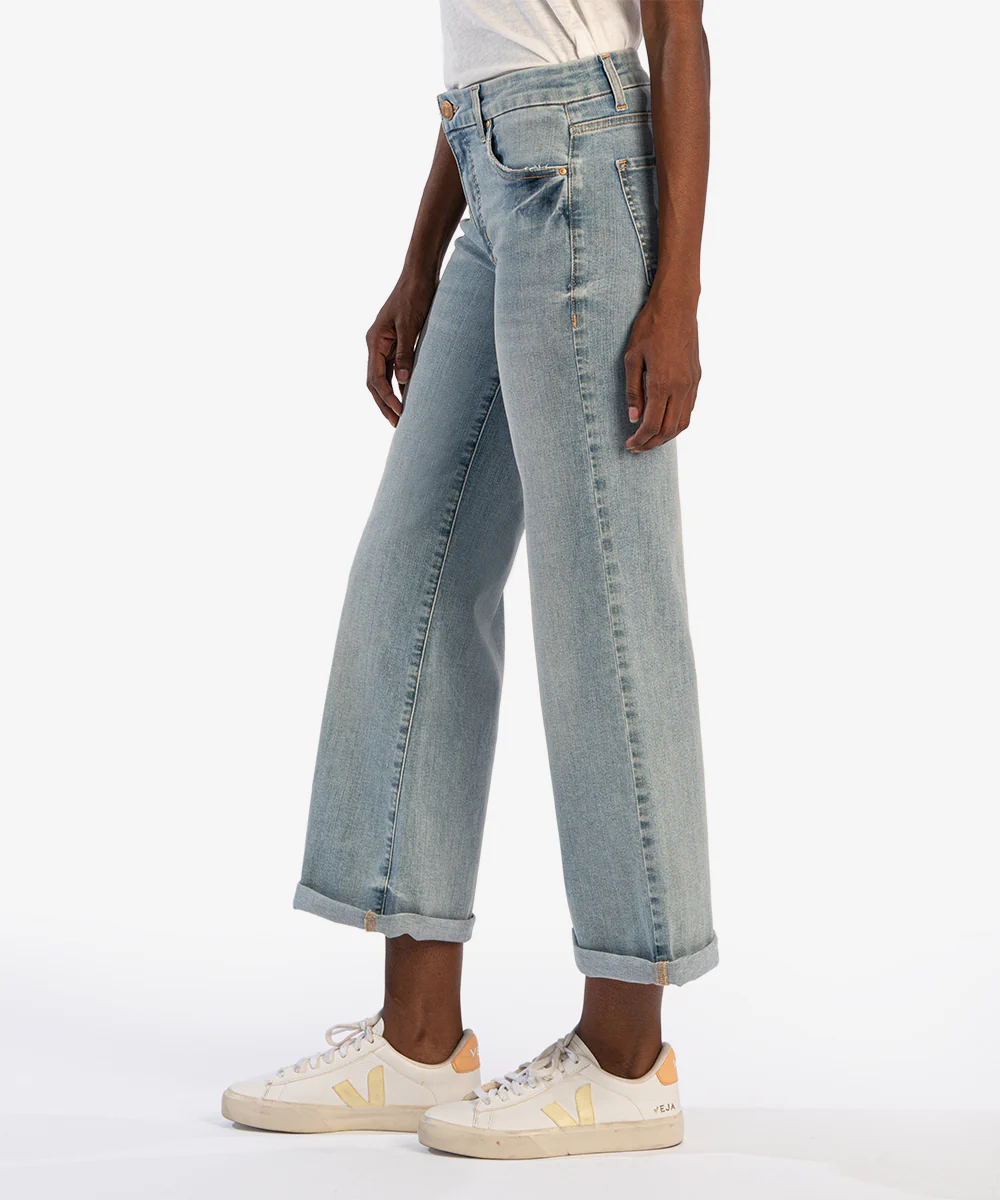 Cuffed High-rise Wide-leg Cropped Denim Jeans